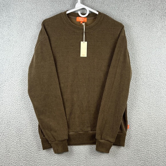 Negative Space Other - Negative Space Mens Small Olive Brown Ribbed Corduroy Crewneck Sweatshirt NWT